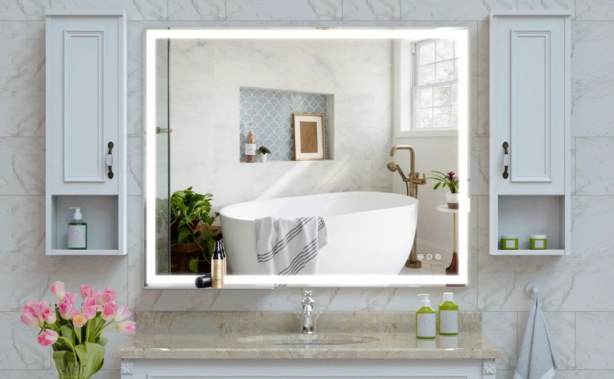 LED Bathroom Vanity Mirror Wall Mounted Adjustable / Warm / Natural Lights Anti-Fog | 3 Pieces | Bathroom Furniture | Bathroom