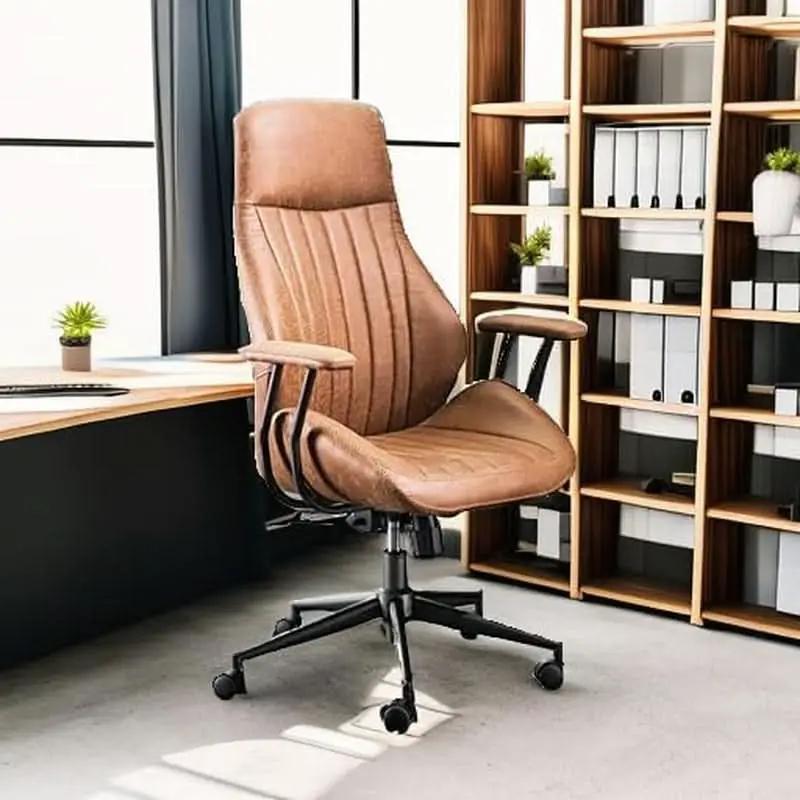 Ergonomic Mid Century Leather Office Chair With Lumbar from PriceLows™