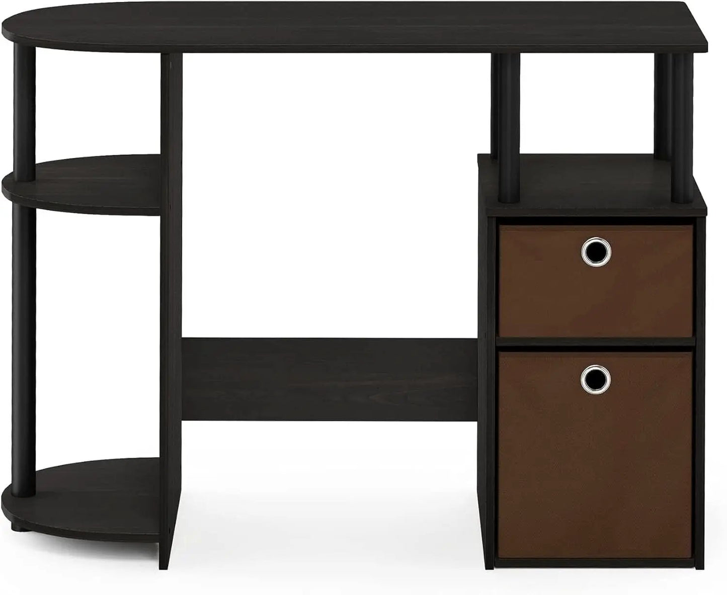 Jaya Brown Computer Study Desk With Storage Bins And Shelf from PriceLows™