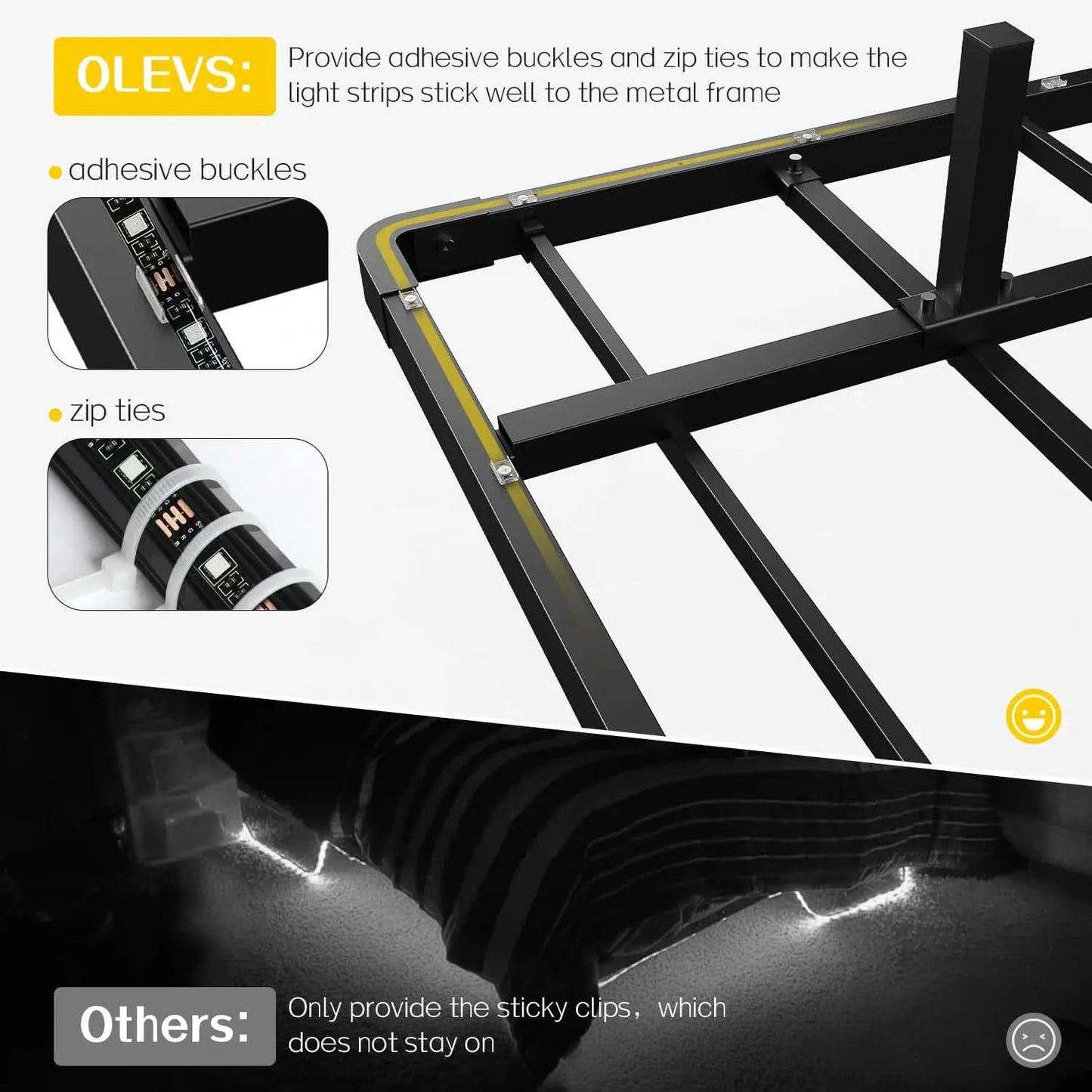 King Size Floating Bed Frame With Integrated LED Lighting from PriceLows™