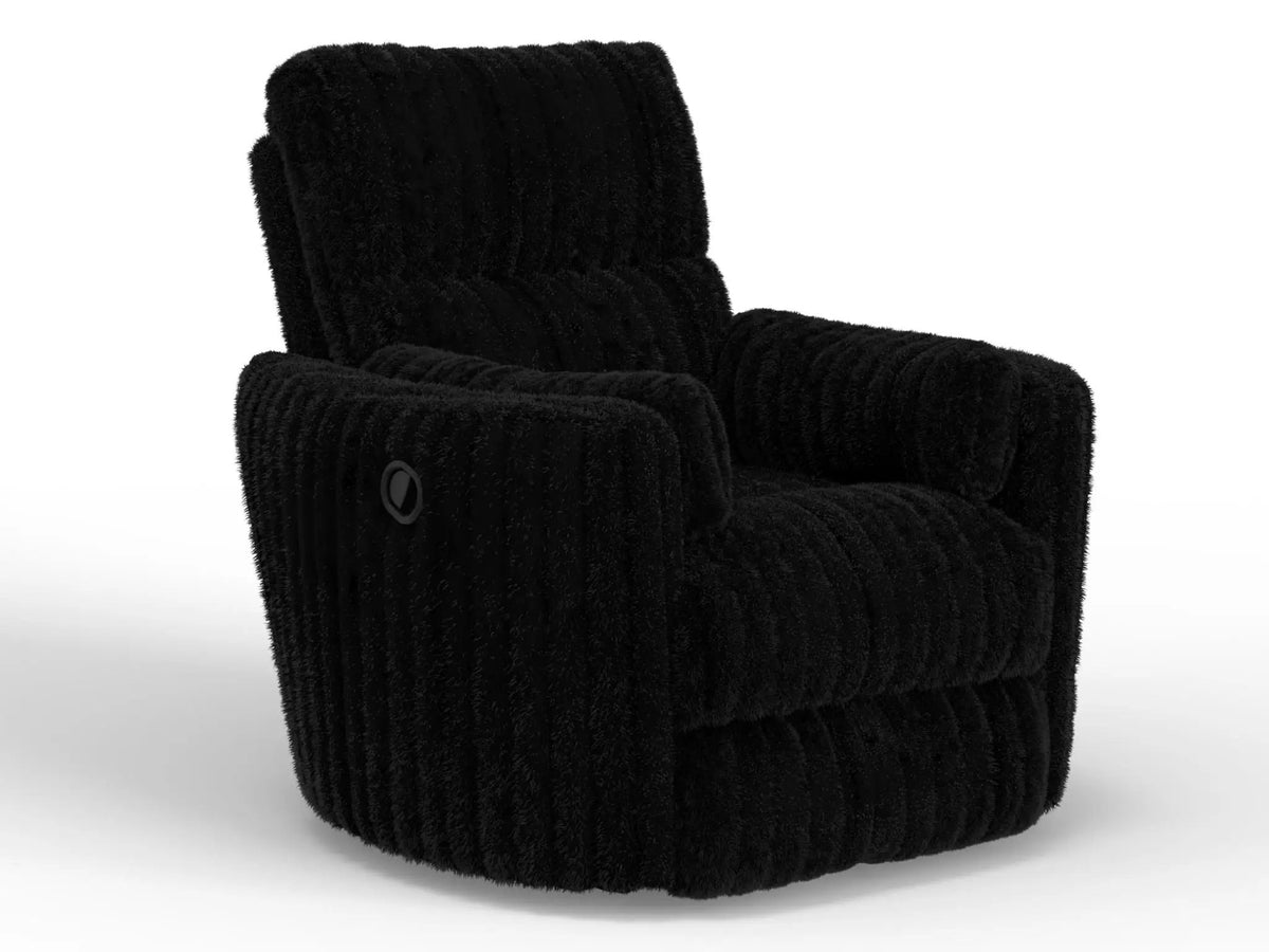Daydream Swivel Glider Recliner | Unique Shape | Comfort Bolsters | Faux Fur