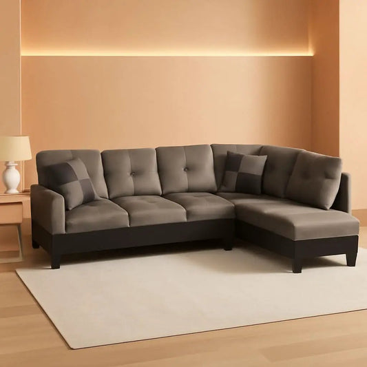 Two Piece L Shape Sectional Sofa Set With Chaise In Taupe Microfiber Right Hand Facing Living Room Furniture from PriceLows™