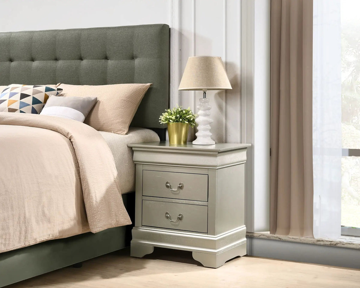 Louis Phillipe Nightstand | Traditional Wood Design | English Dovetailed Drawers | Metal Center Guides