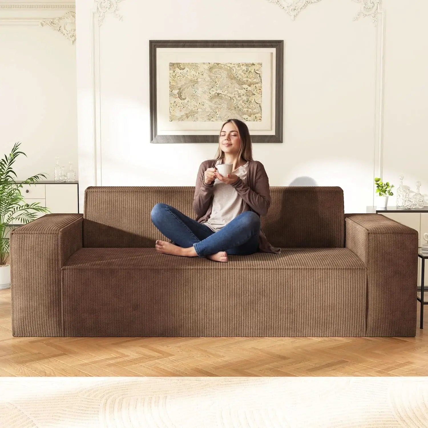 Sofa In A Box Memory Foam Brown Couch For Living Room from PriceLows™