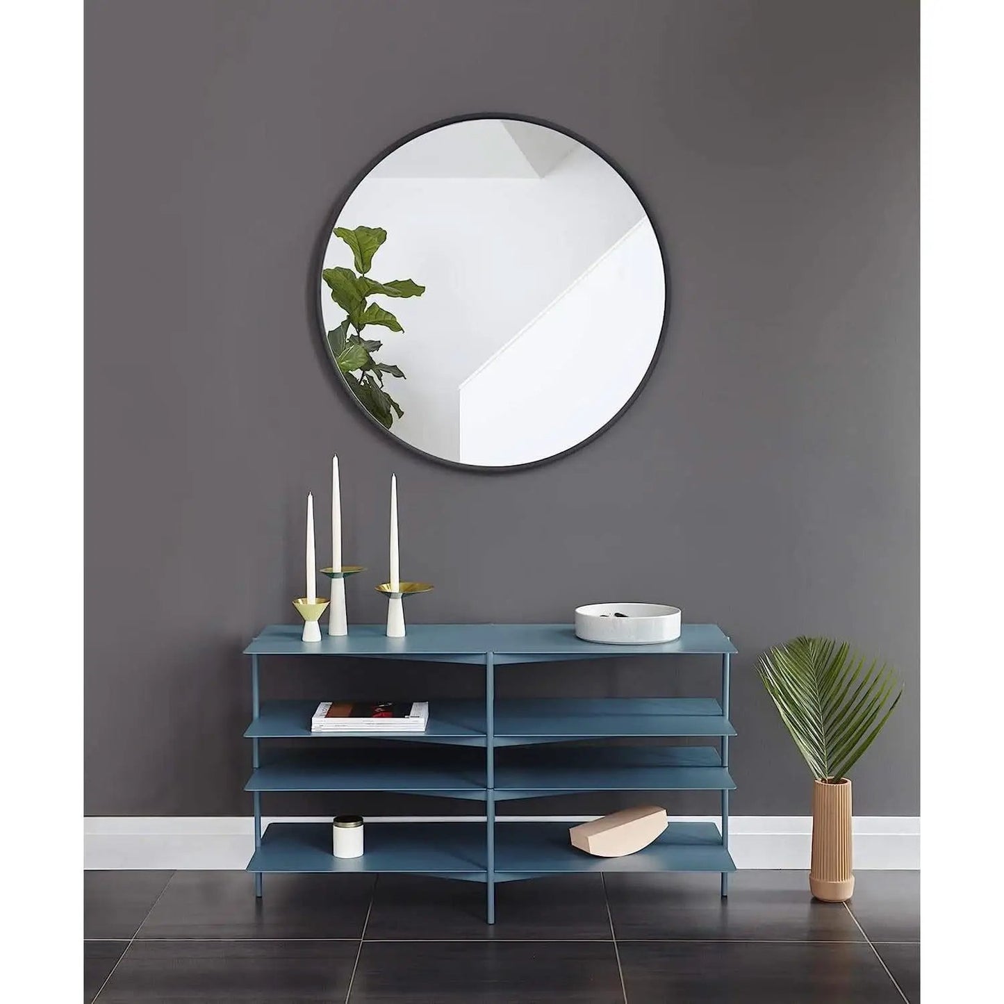 Round Rubber Wall Mirror 37 Inch Diameter With Protective Rubber Frame from PriceLows™