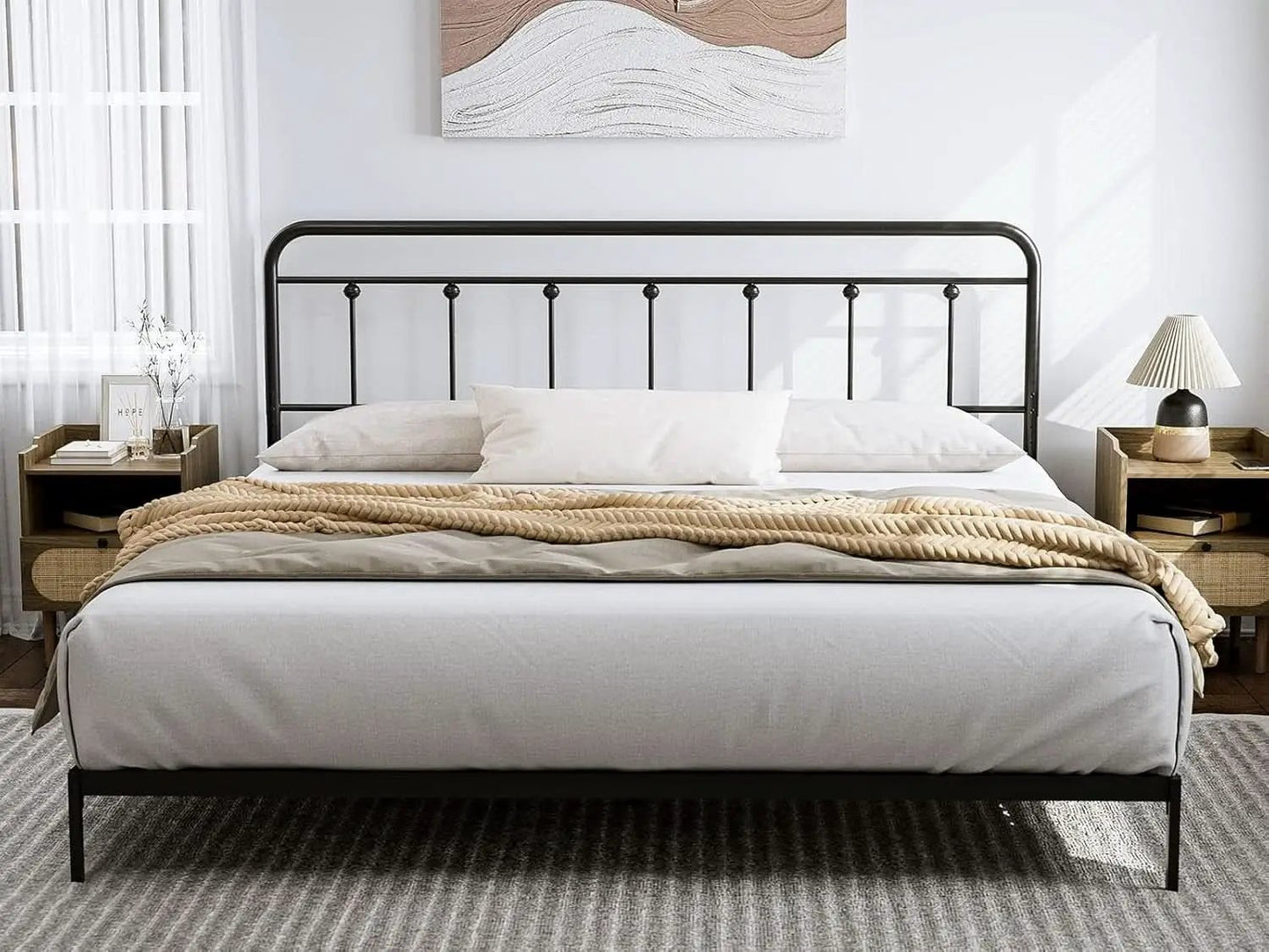 Adjustable Height Metal Headboard in Farmhouse Victorian Style from PriceLows™