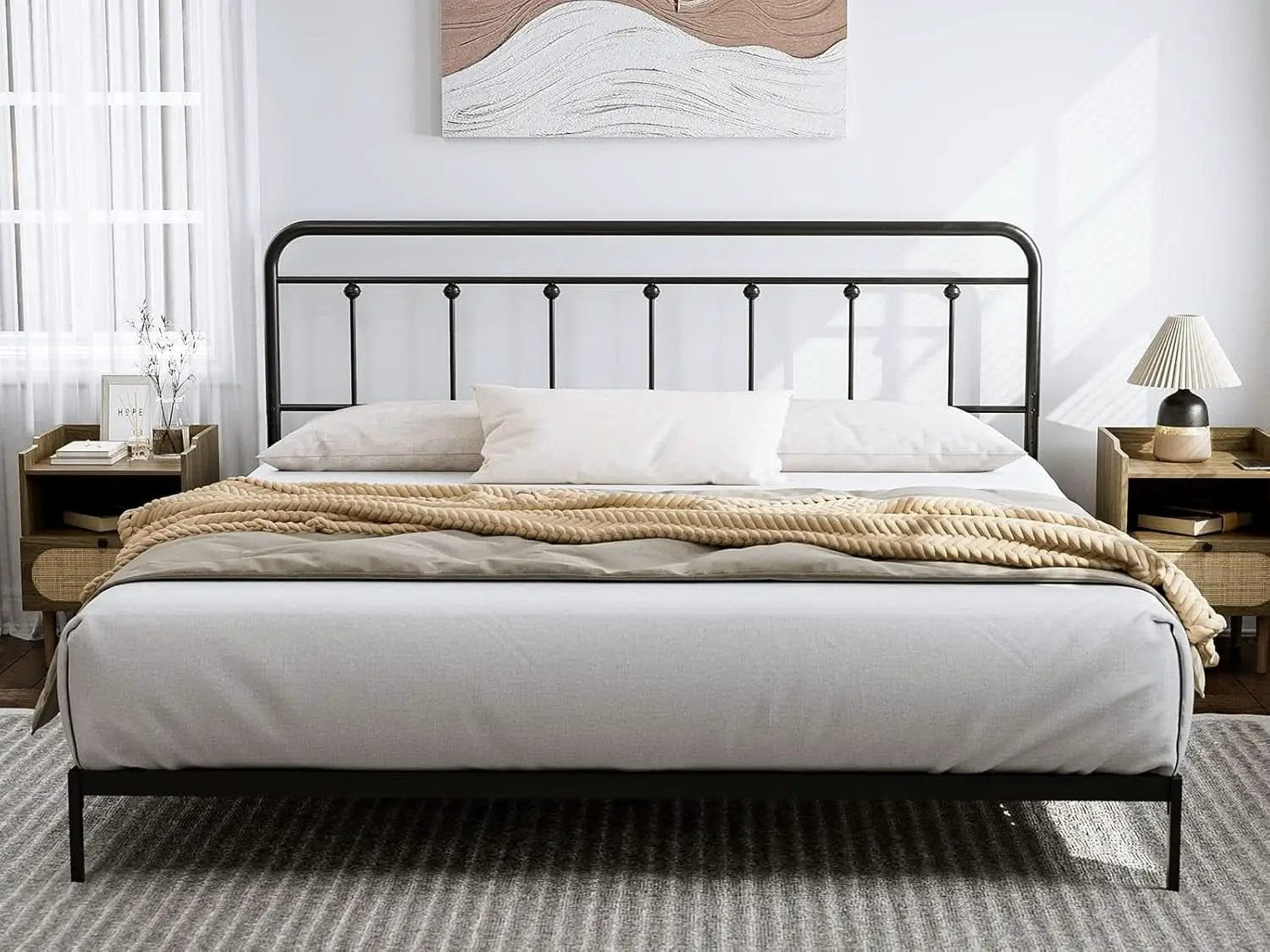Adjustable Height Metal Headboard in Farmhouse Victorian Style from PriceLows™
