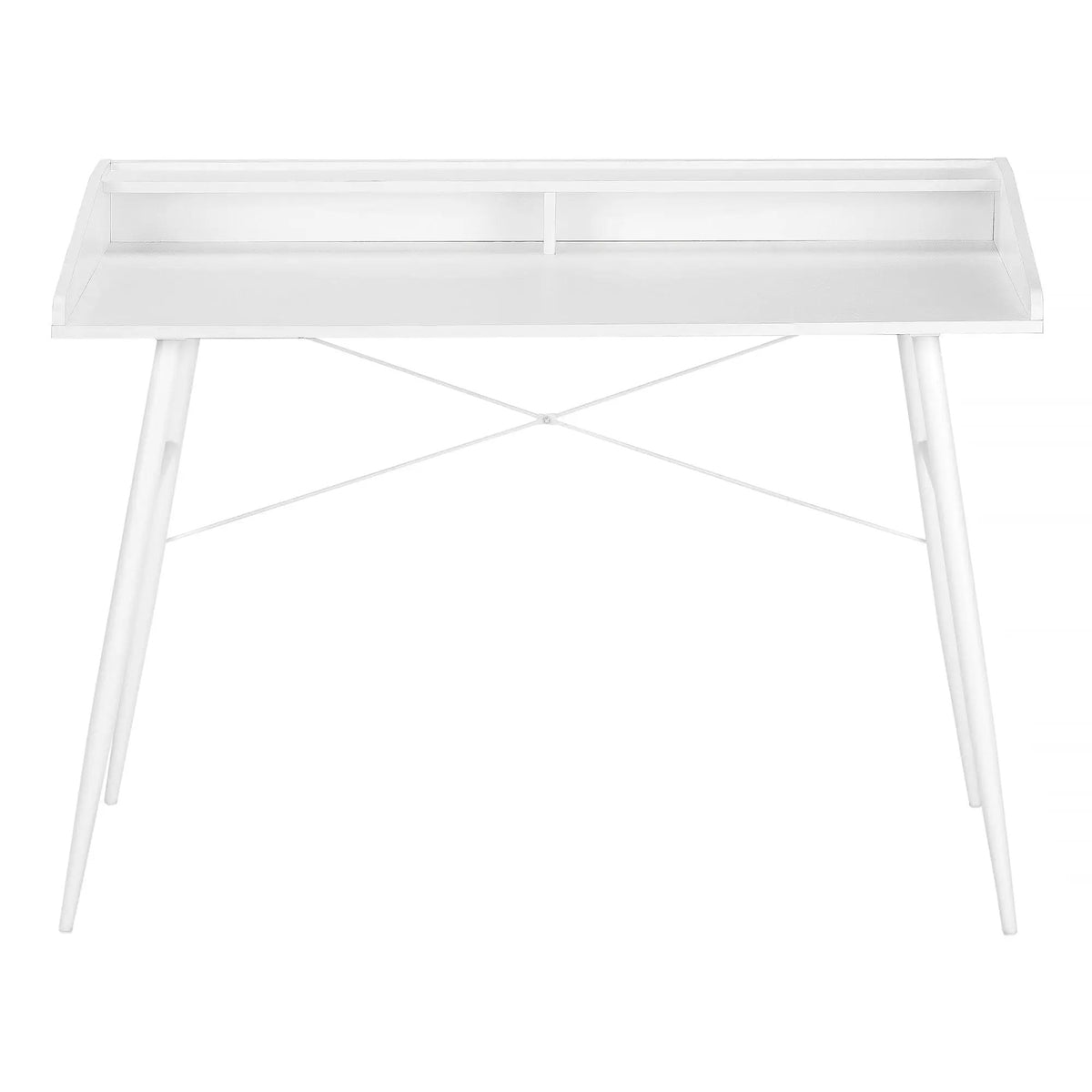 Computer Desk With Shelves | 47.25 Inch Width | Tapered Angled Metal Legs | 34 Inch Height