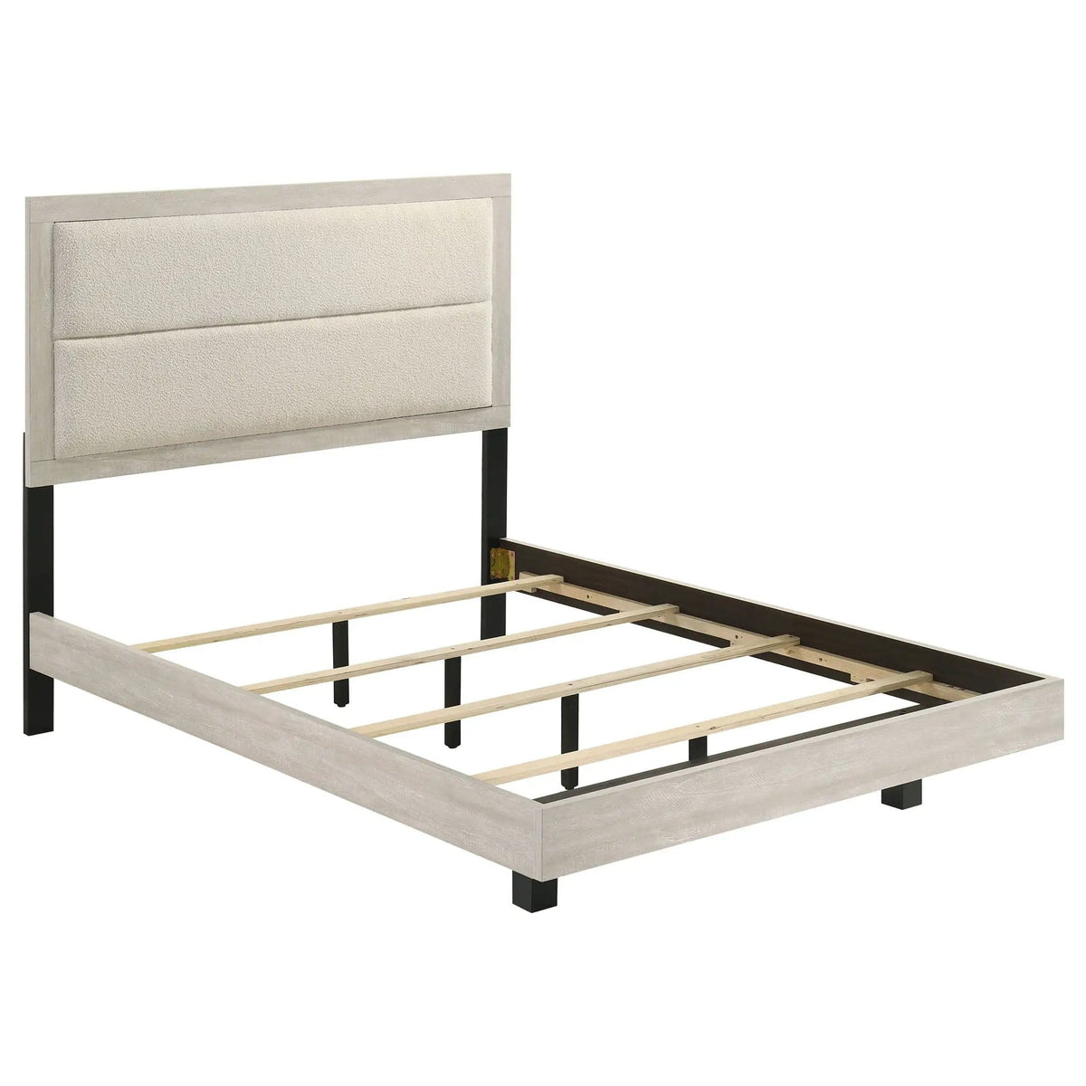 Trenton 54-inch Wood Full Panel Bed Rustic | 57.25 x 78.75 x 53.75 in | Rubberwood & Engineered Wood | Cream