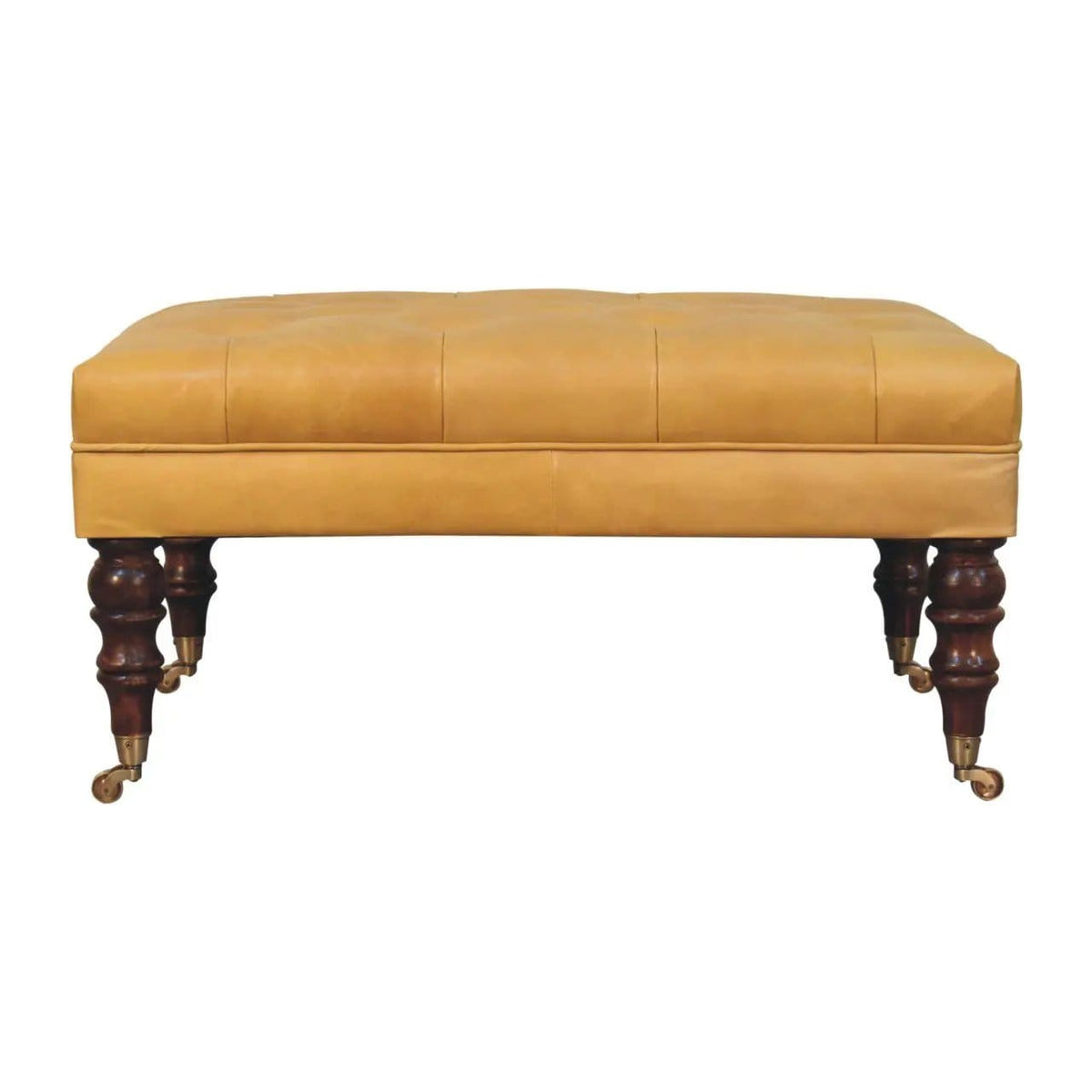 Buffalo Ottoman With Castor Legs | 7 Pieces | Mango Wood | Living Room