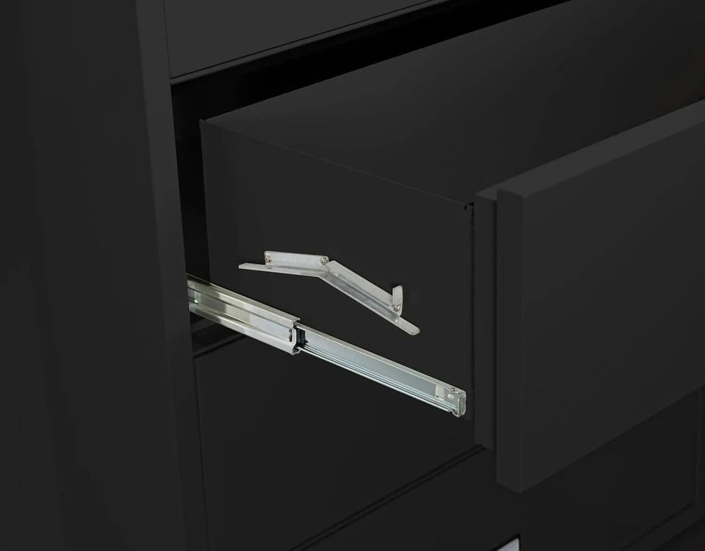 38 Inch Lateral 4 Drawer Fireproof File Cabinet With Key Lock Black from PriceLows™