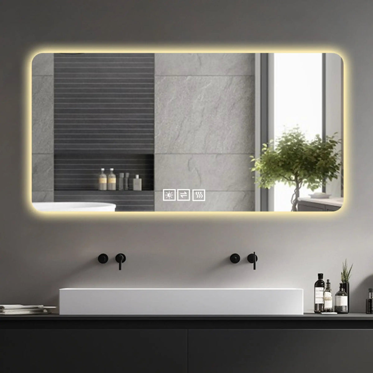 LED Bathroom Mirror | 59 Inch Width | 3 Color Dimmable Backlight | Corrosion Resistant
