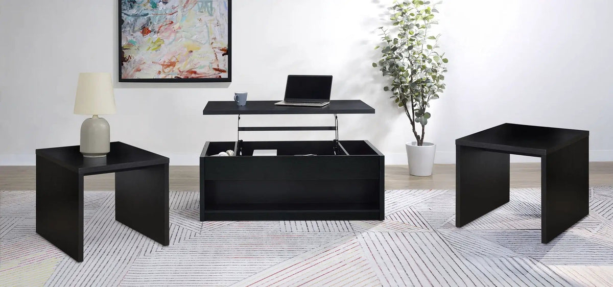 Knapp 3-piece Lift Top Coffee Table Set | 3-Piece Set | Engineered Wood & Veneer | Black
