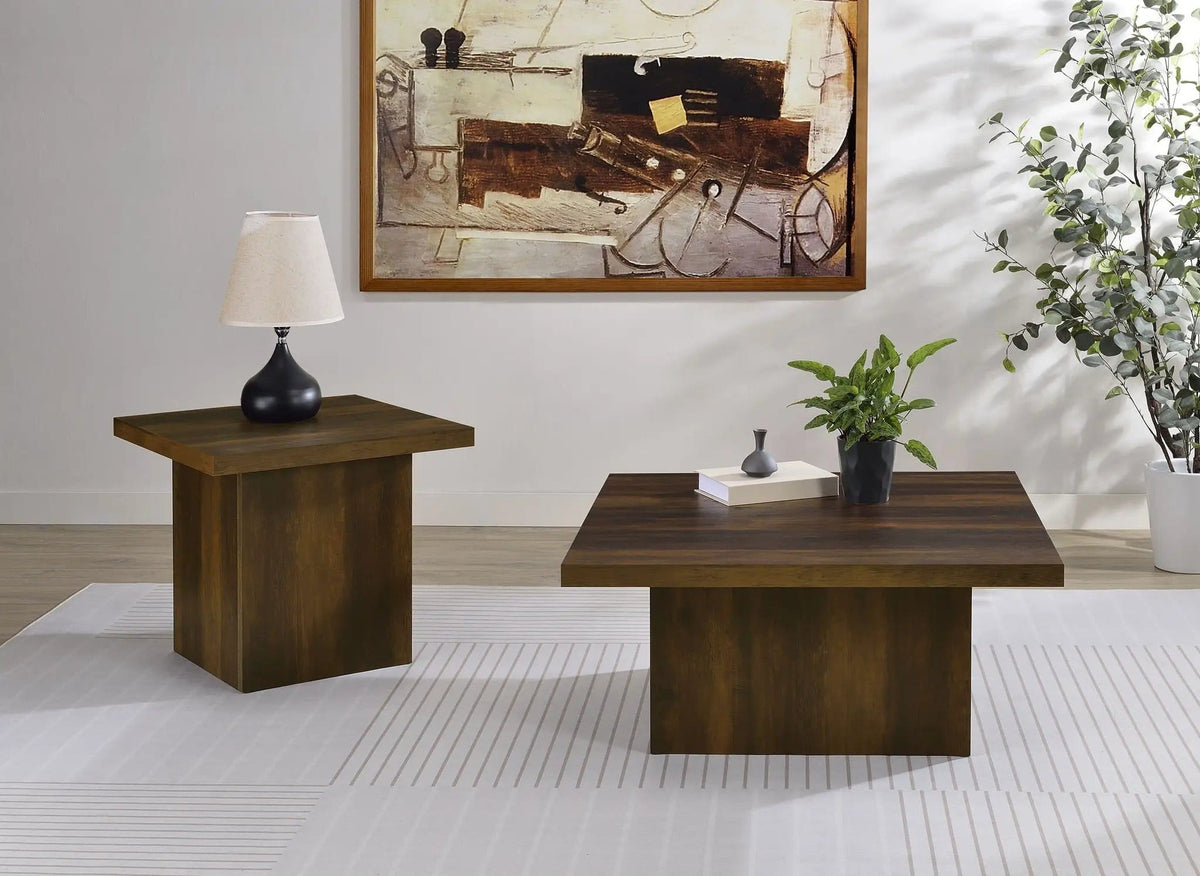 Devar 2-piece Square Coffee and End Table Set Dark Pine | 2-Piece Set | Engineered Wood & Veneer | Dining Room
