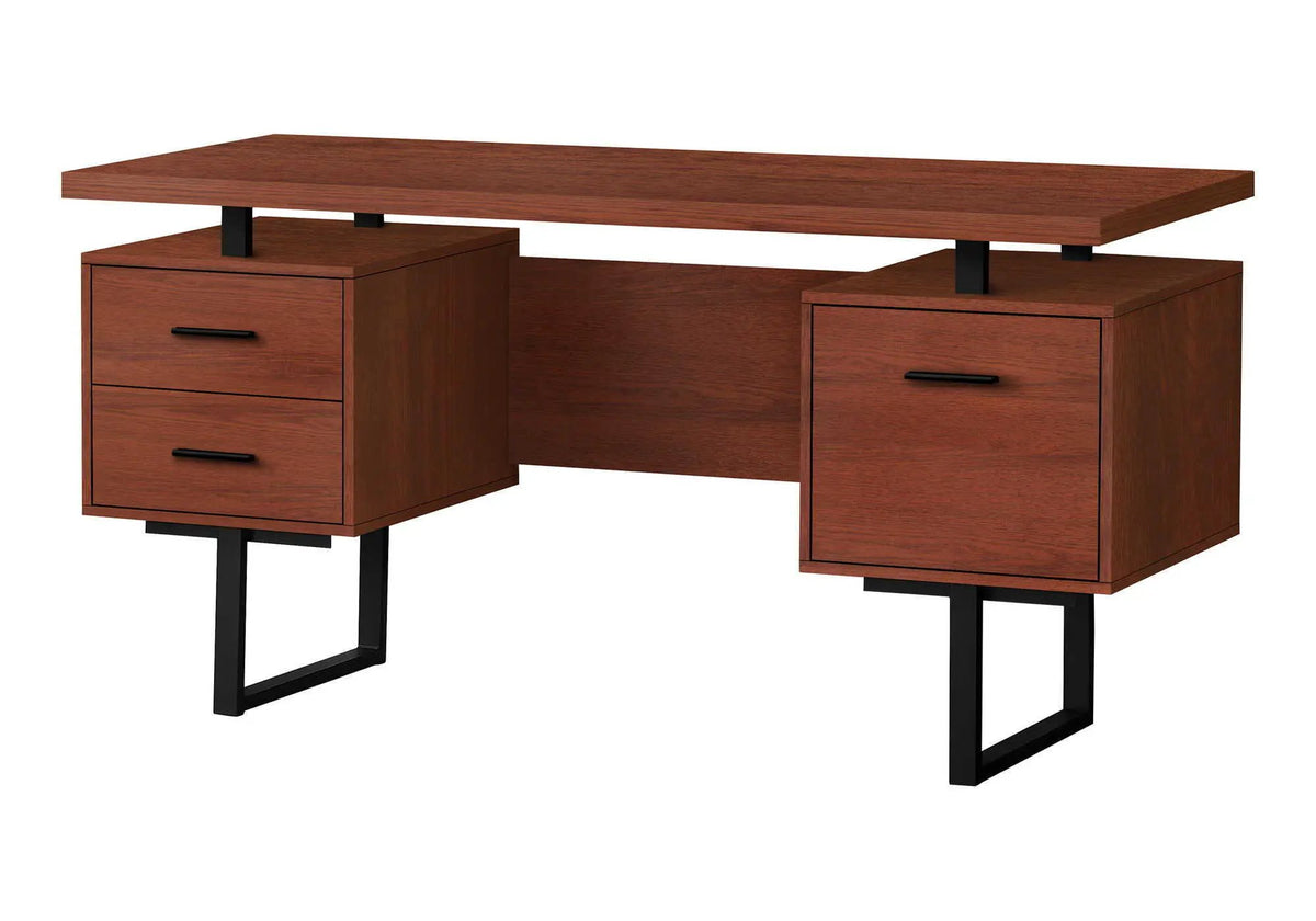 60 Inch Computer Desk | Laminate Finish | Two Top Drawers And File Drawer | Reversible Set-Up