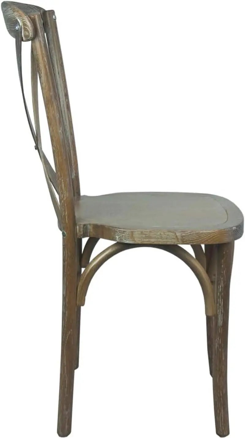 Two Pack Medium White Grain X-Back Dining Chairs Stackable Elm Wood Construction from PriceLows™