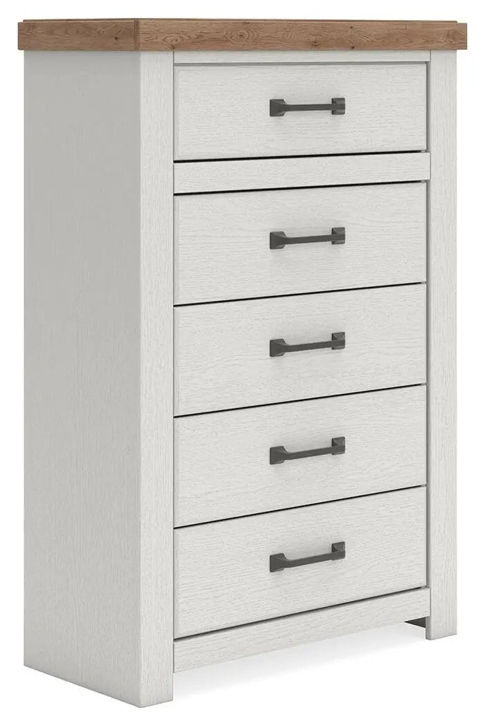 Five Drawer Chest | Farmhouse Style | White Oak Finish