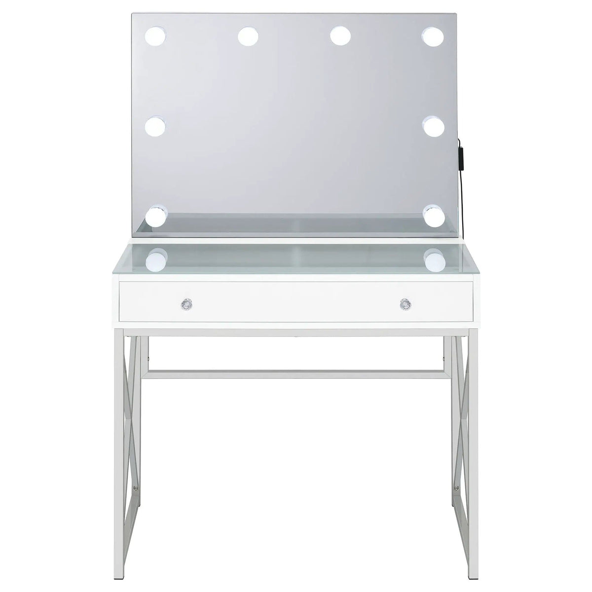 Eliza Vanity Set with Lighting & Stool White and Chrome | 31.75 x 16.5 x 53.25 in | Bathroom Furniture | Bathroom