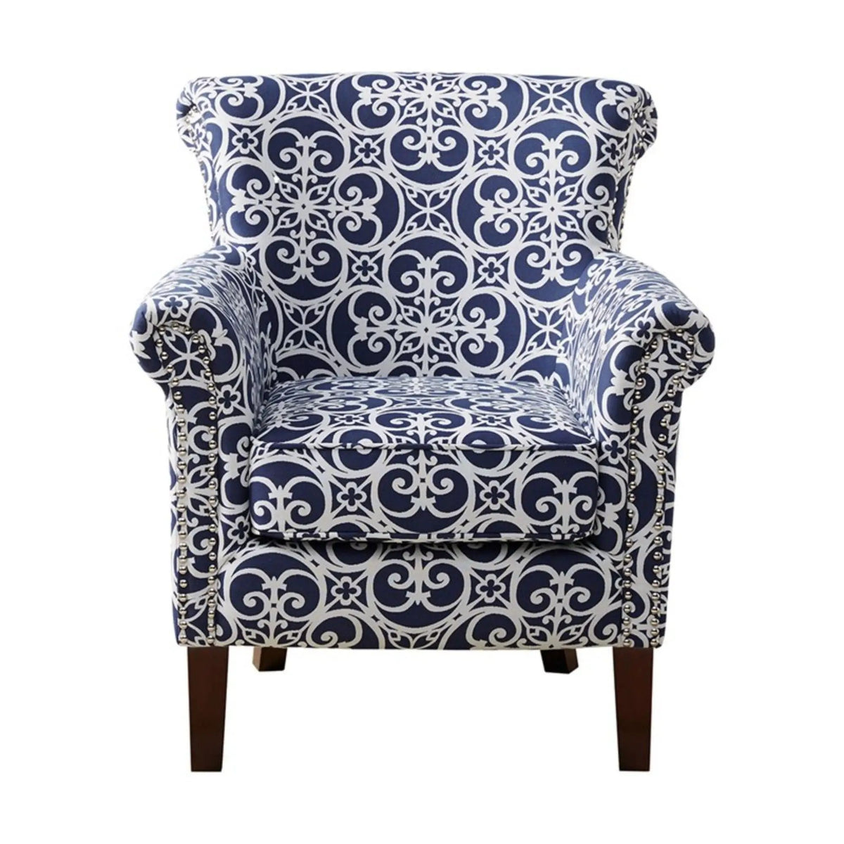 Brooke Tight Back Club Chair | Round Arms | Nailhead Trim | High-Density Foam