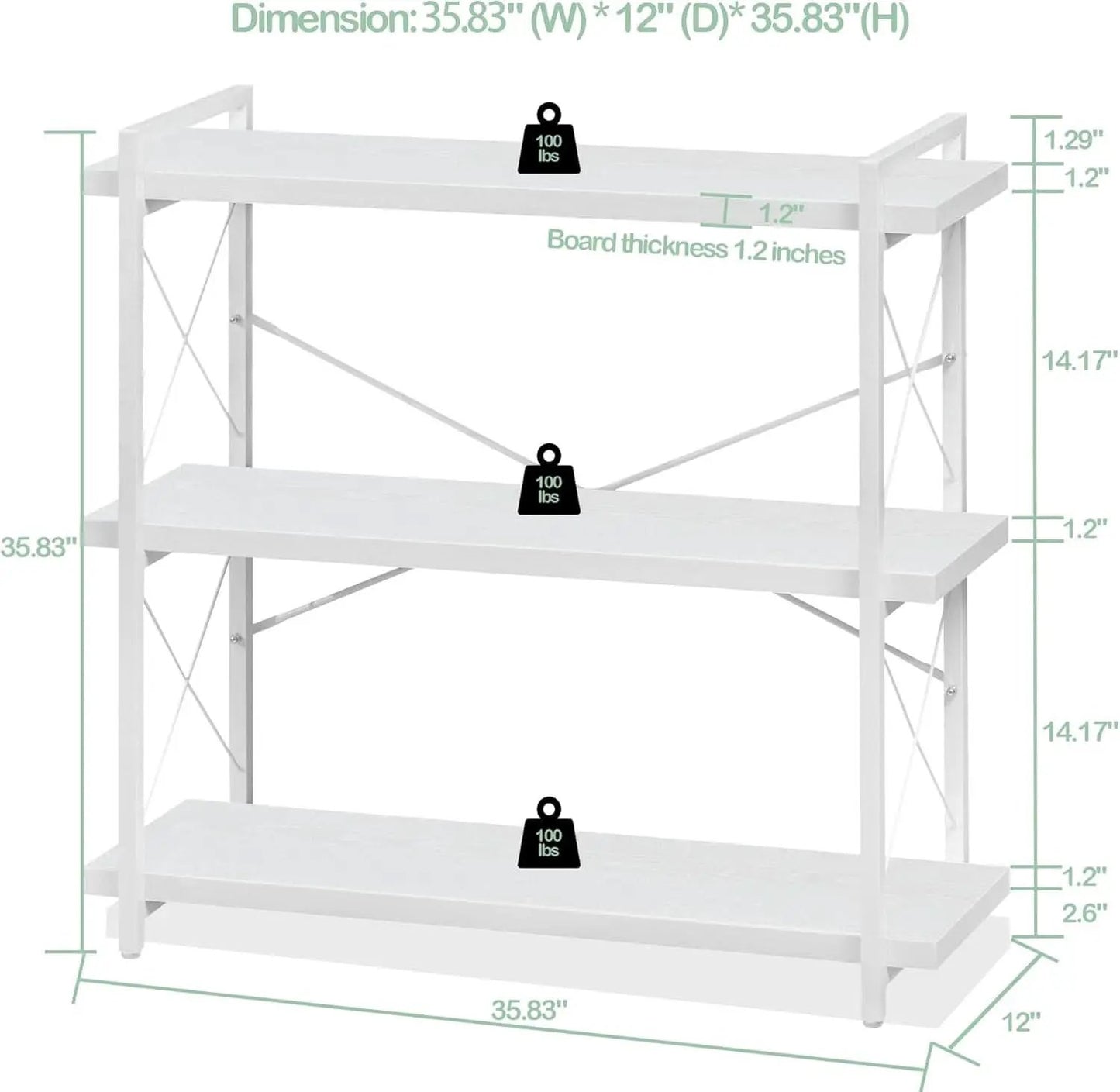 3 Tier White Bookshelf Open Shelving Unit For Home Office from PriceLows™