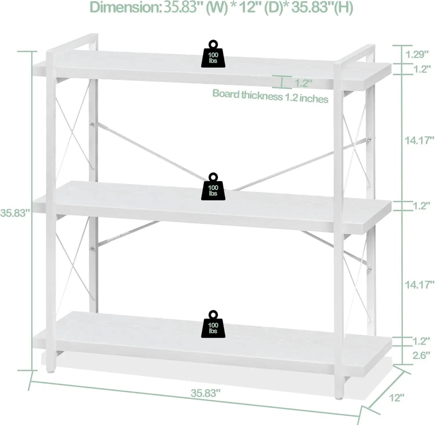3 Tier White Bookshelf Open Shelving Unit For Home Office from PriceLows™