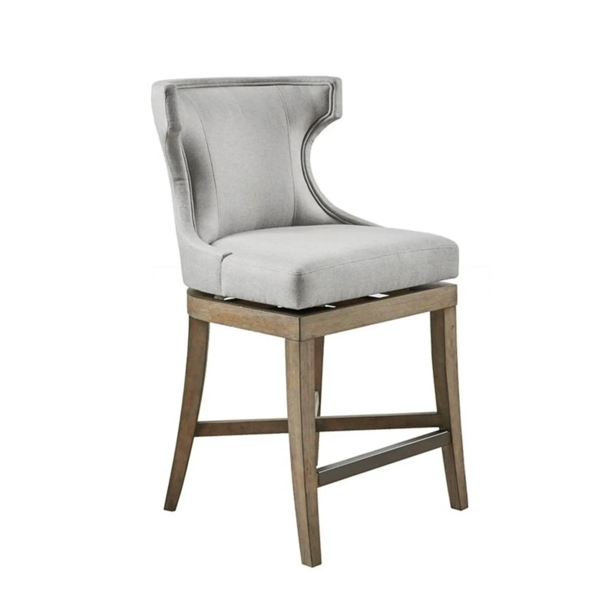 Carson Swivel Counter Stool | Wingback Shape | Piping Details | Solid Wood Legs