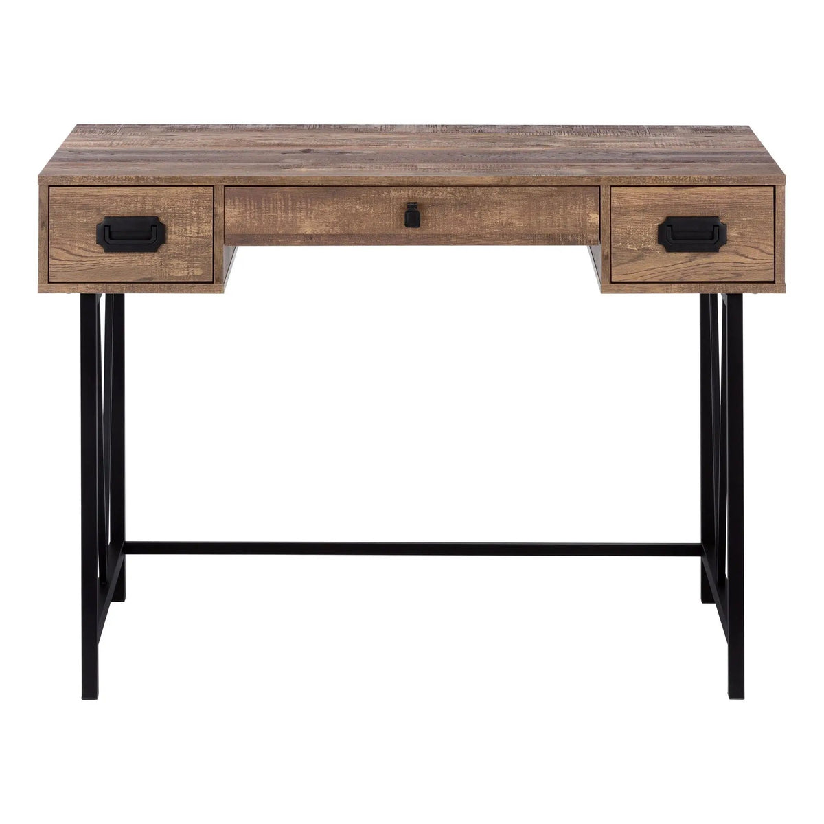 Transitional Computer Desk | Thick Paneled Design | Two Side Drawers | Metal Glides
