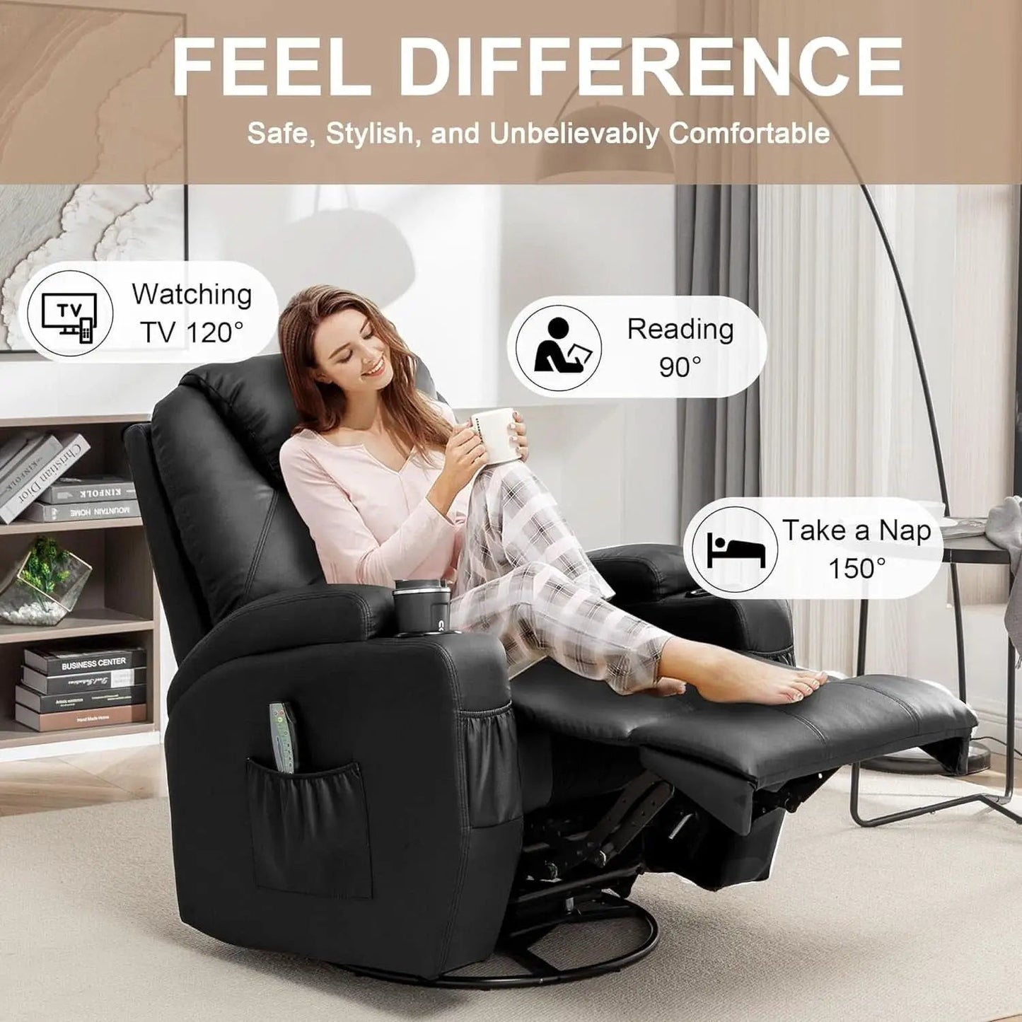 Massage Heat Swivel Recliner Chair For Living Room from PriceLows™