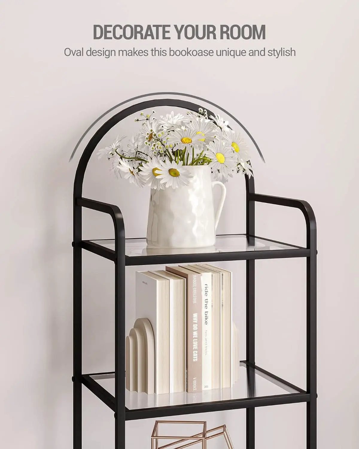 Six Tier Bookcase With Tempered Glass Shelves Home Office from PriceLows™