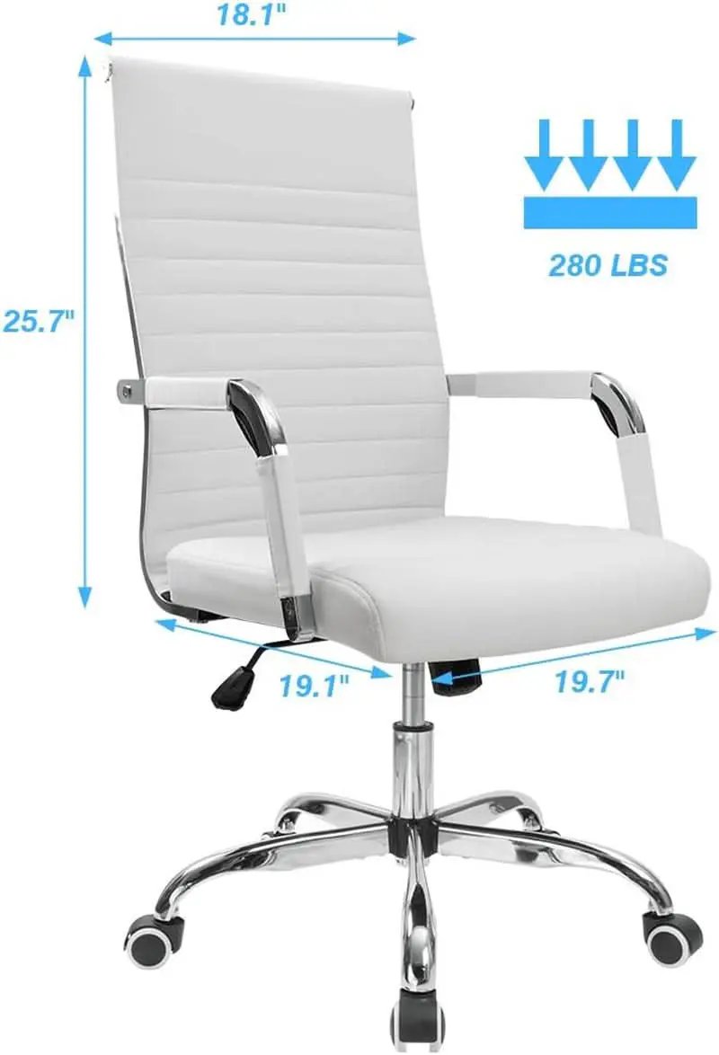White PU Leather Office Chair With Adjustable Armrests from PriceLows™