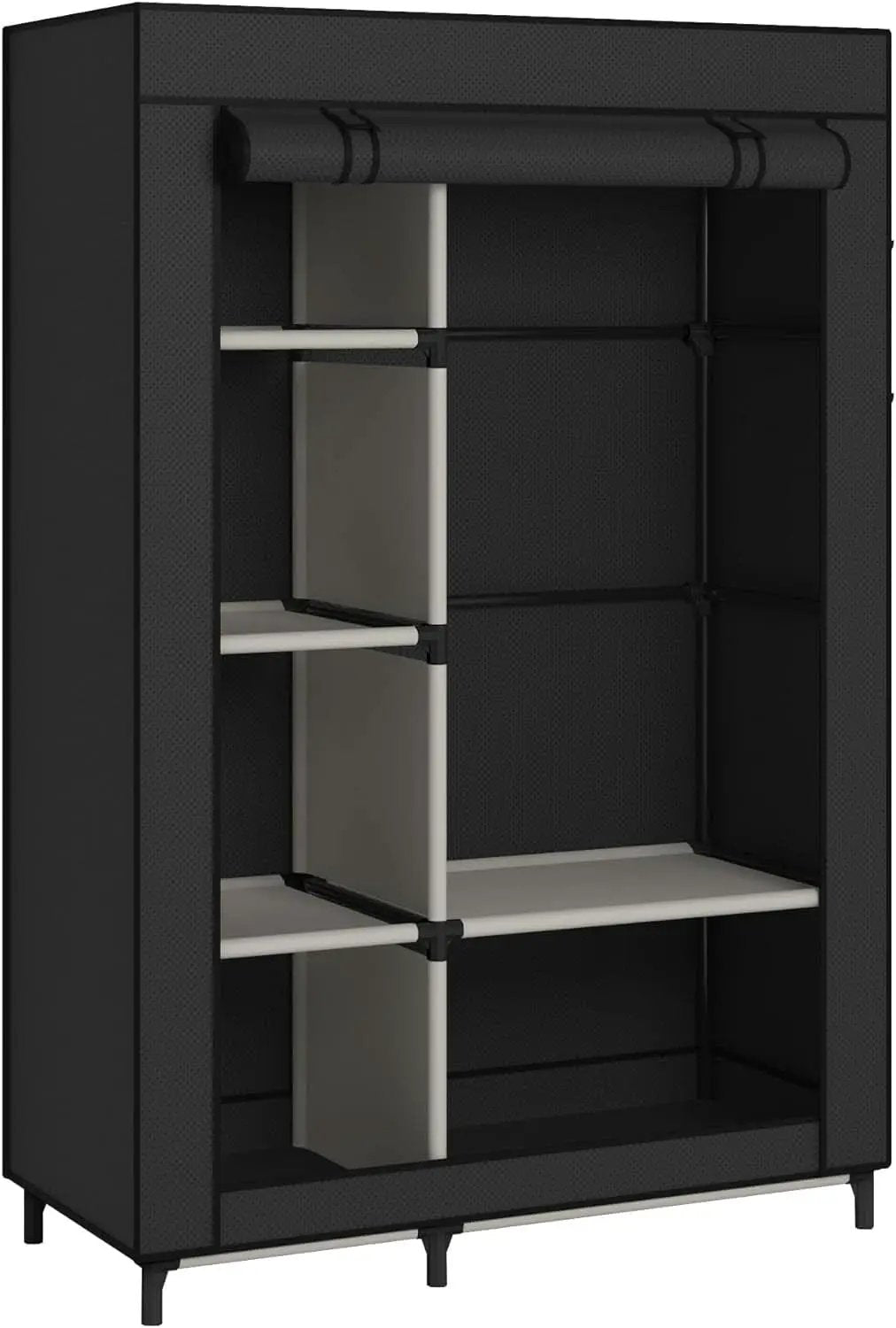 Portable Closet Organizer Black With 6 Shelves And Rod from PriceLows™
