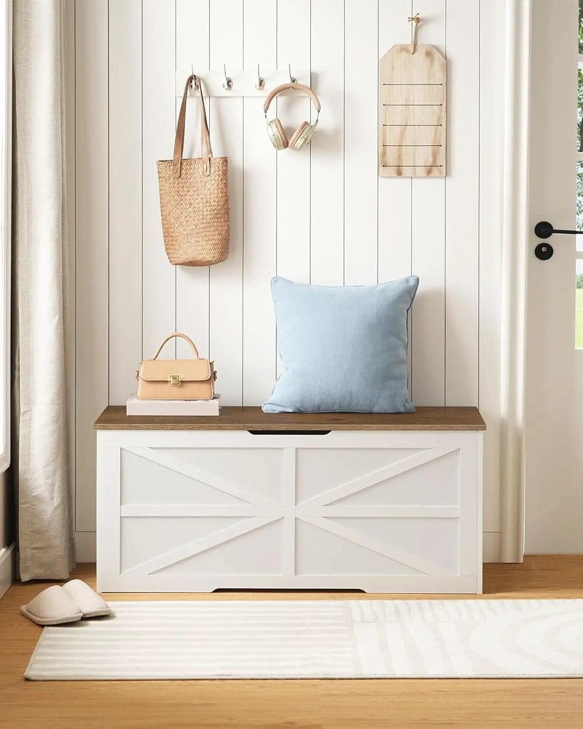 TwoTone Walnut White Storage Chest Durable 43.3Inch from PriceLows™