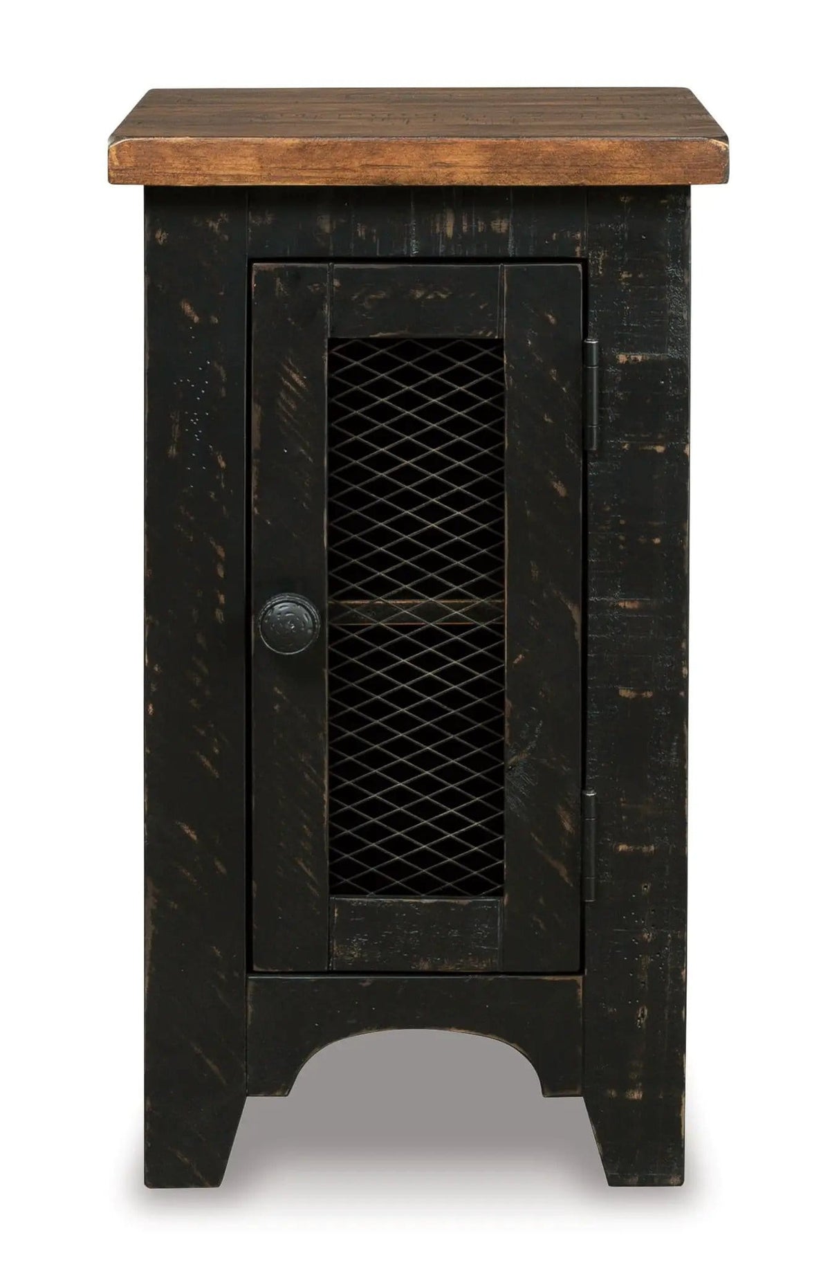 Valebeck Chair Side End Table | 14 x 17 x 25 in | Engineered Wood & Metal | Black / Brown