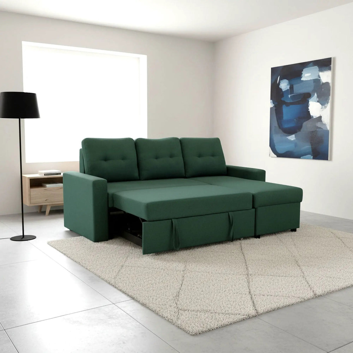 Convertible L Shaped Sectional Sleeper Sofa | Pull Out Bed | 2-in-1 Design | Space-Saving