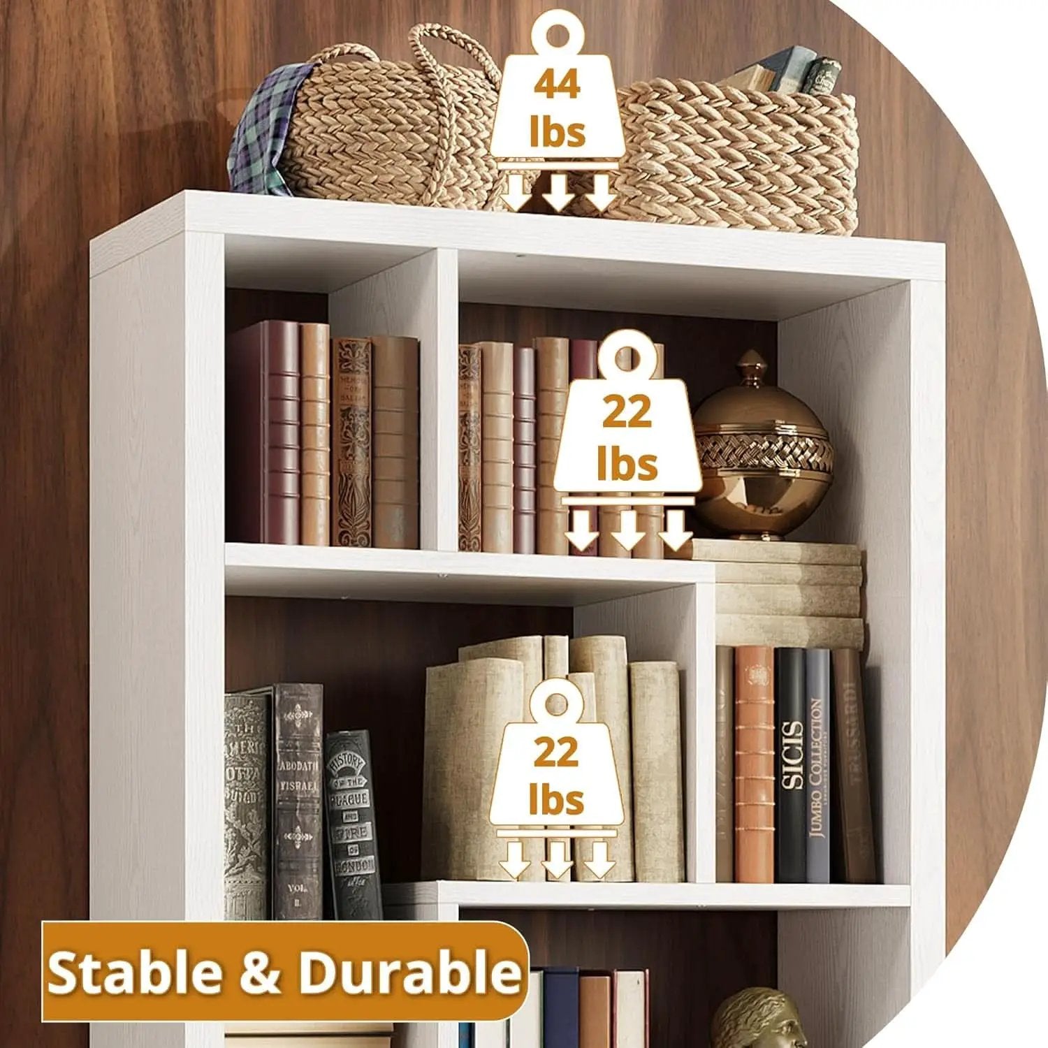 Geometric 6 Shelf Industrial Bookcase White Tall Storage from PriceLows™