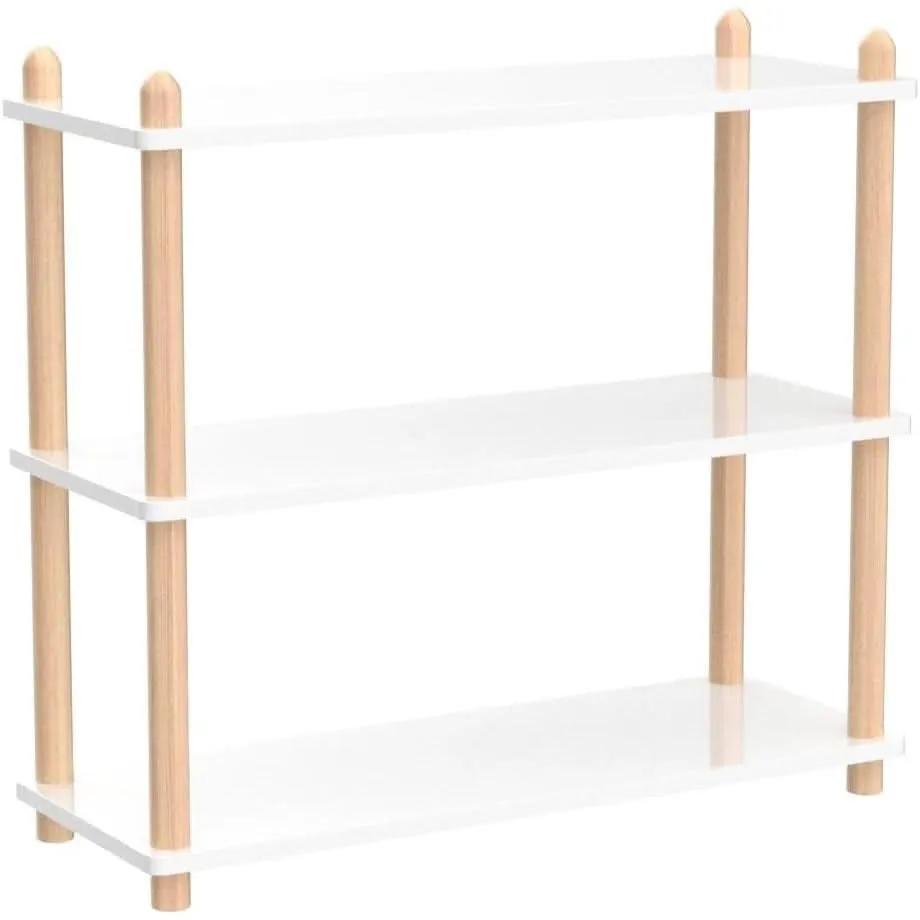 Three Tier White Bookcase Free Standing Display Rack from PriceLows™