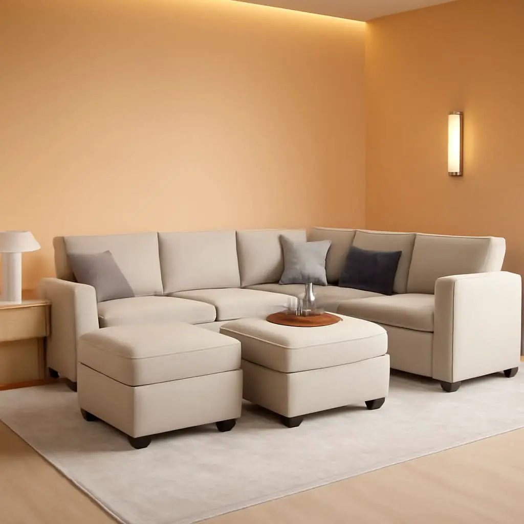 Modular U Shaped Sectional Sofa Grey Velvet With Storage from PriceLows™