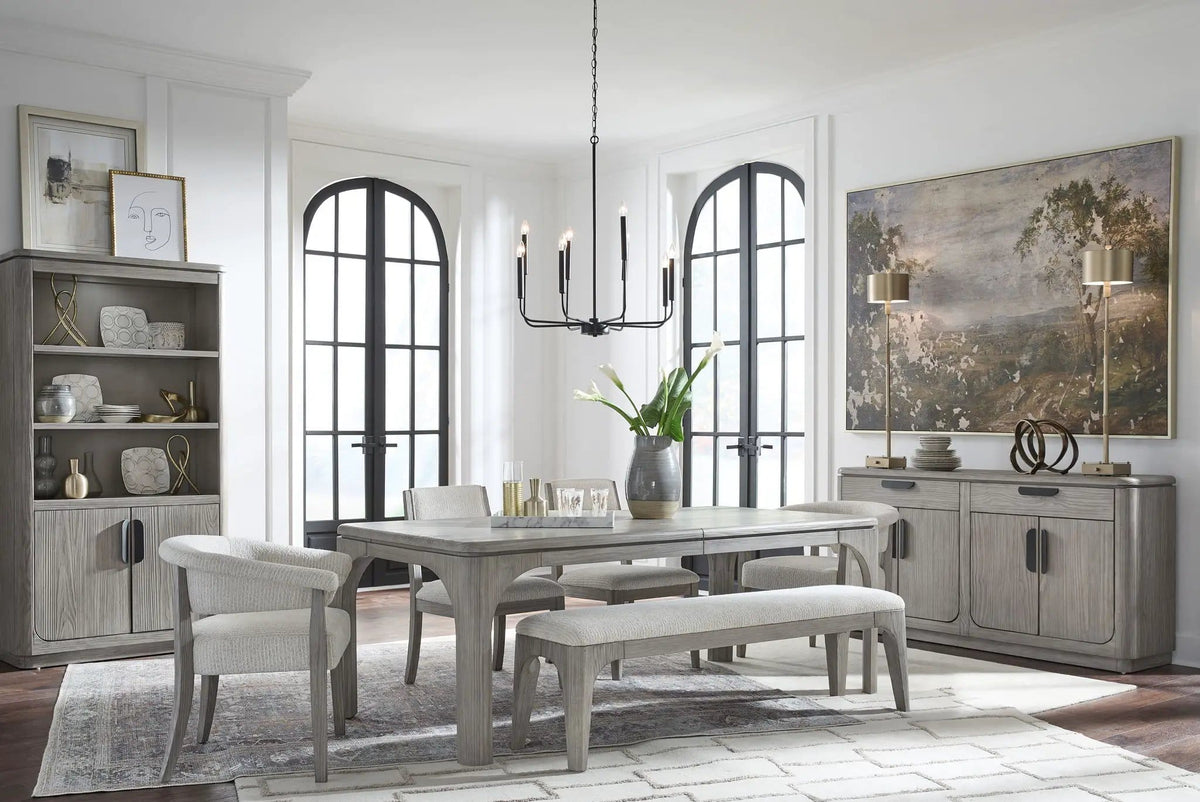 Braelyn Long Bench | 17.31 x 65.31 x 19 in | Fabric & Glass | Dorian Gray
