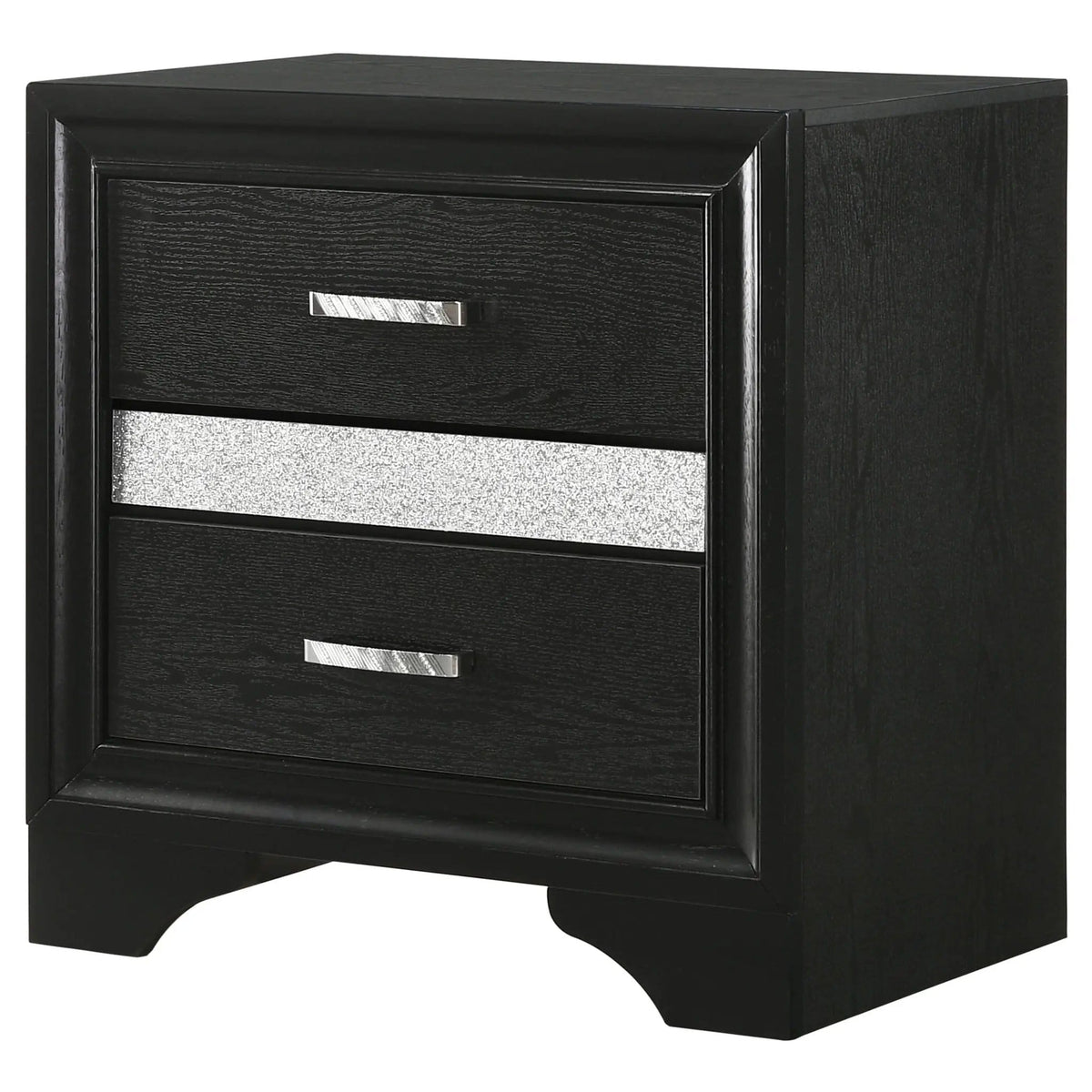 Miranda 3-drawer Nightstand Bedside Table | 26 x 16.5 x 26 in | Engineered Wood & Metal | Black