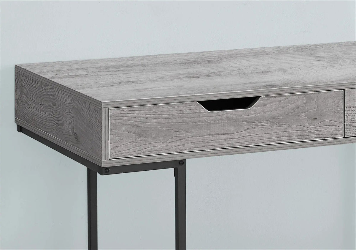 Stone-Look Computer Desk | Two Storage Drawers | Metal Base | 47.25 Inch Length