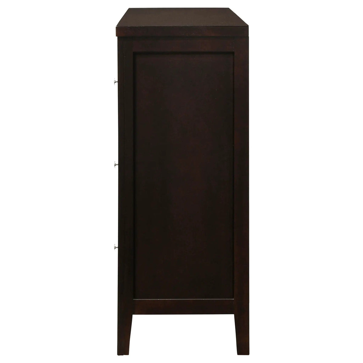 Carlton 6-drawer Dresser | 56.25 x 15.25 x 38.75 in | Rubberwood & Engineered Wood | Cappuccino