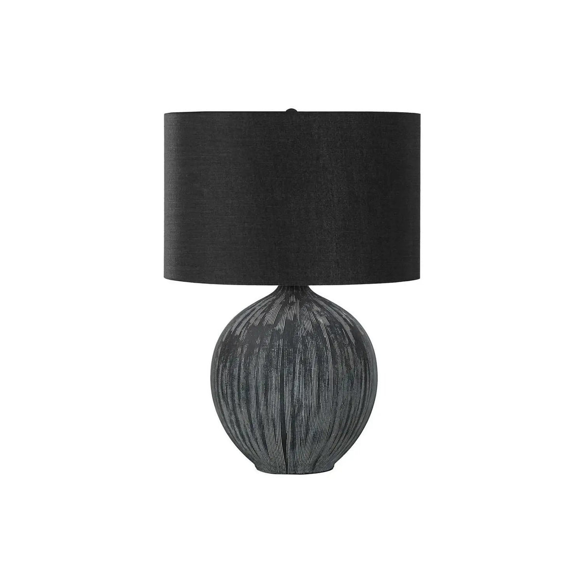 Black Ceramic Table Lamp | Textured Base | 23 Inch Height | 3-Way Rotary Switch