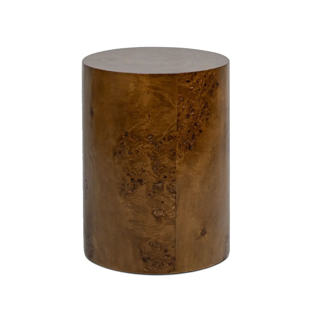 Nebula Oval Pillar Side Table | Burl Wood Veneer | 20 Inch Height | Accent Table