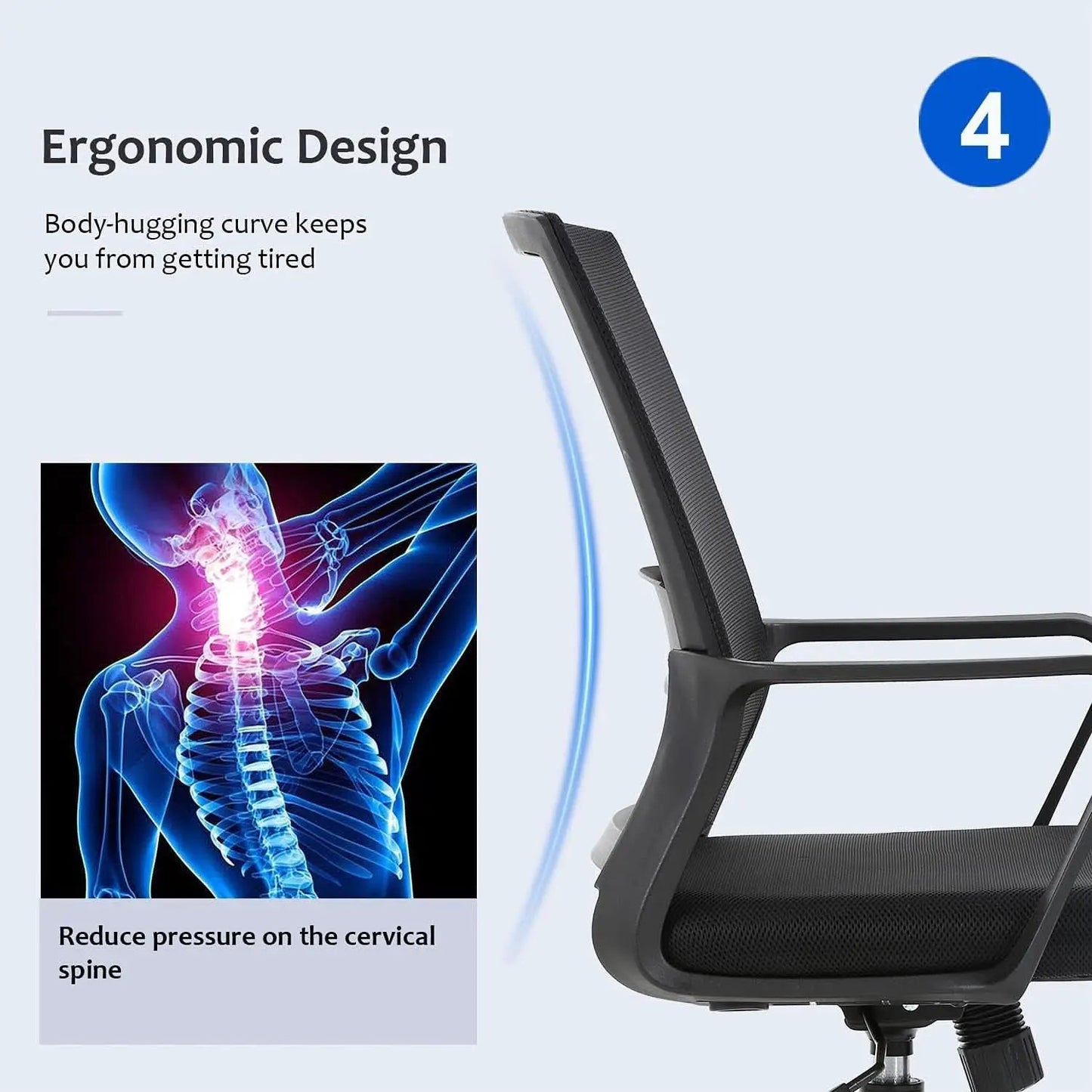 Black Ergonomic Mid Back Mesh Office Chair With Lumbar from PriceLows™
