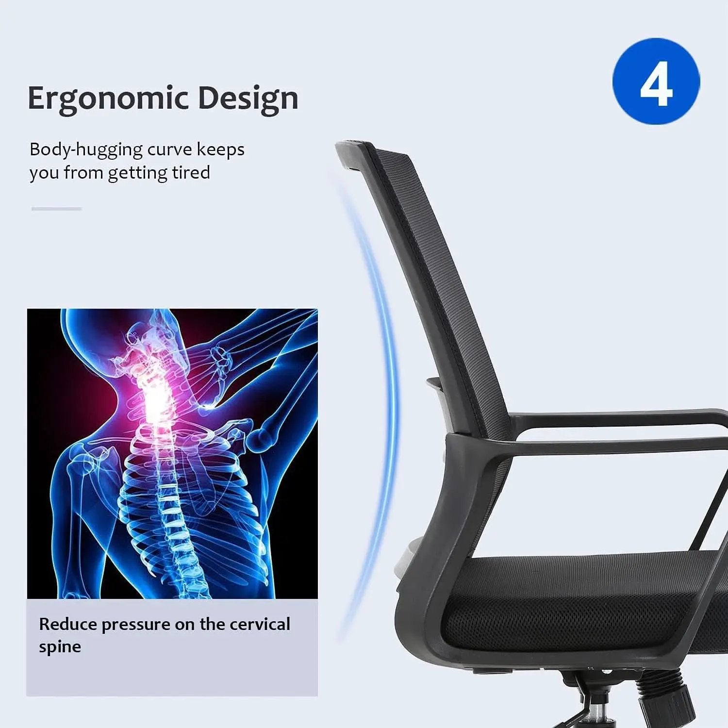 Black Ergonomic Mid Back Mesh Office Chair With Lumbar from PriceLows™
