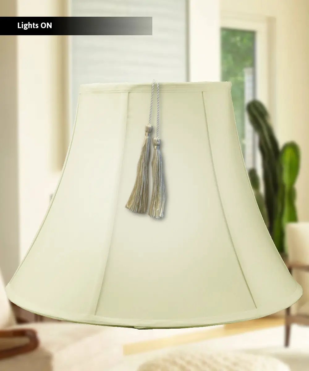 Bell Lamp Shade | 20x15 Inch | Shantung Fabric | Eggshell With Tassel