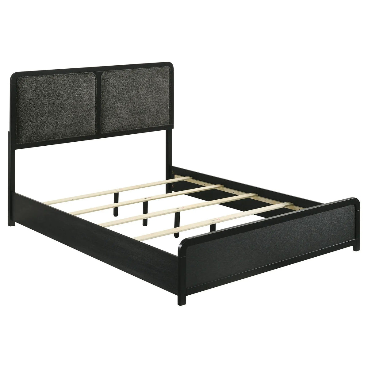 Cavelle 51-inch Upholstered Queen Panel Bed | 63.5 x 85 x 50.5 in | Engineered Wood & Chenille | Black