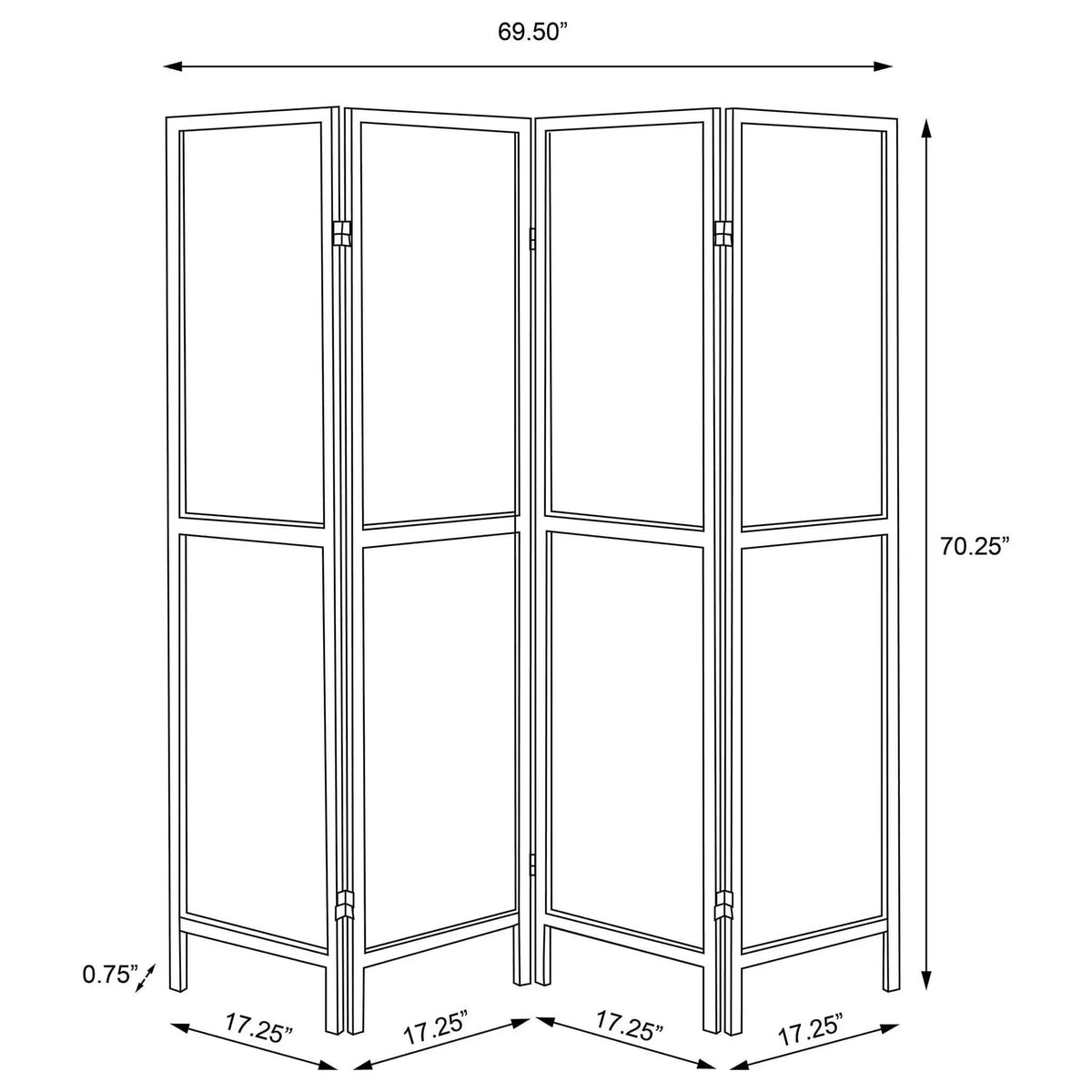Mattison 4-Panel Room Divider Folding Shoji Screen | 69.5 x 0.75 x 70.25 in | Wood | Natural