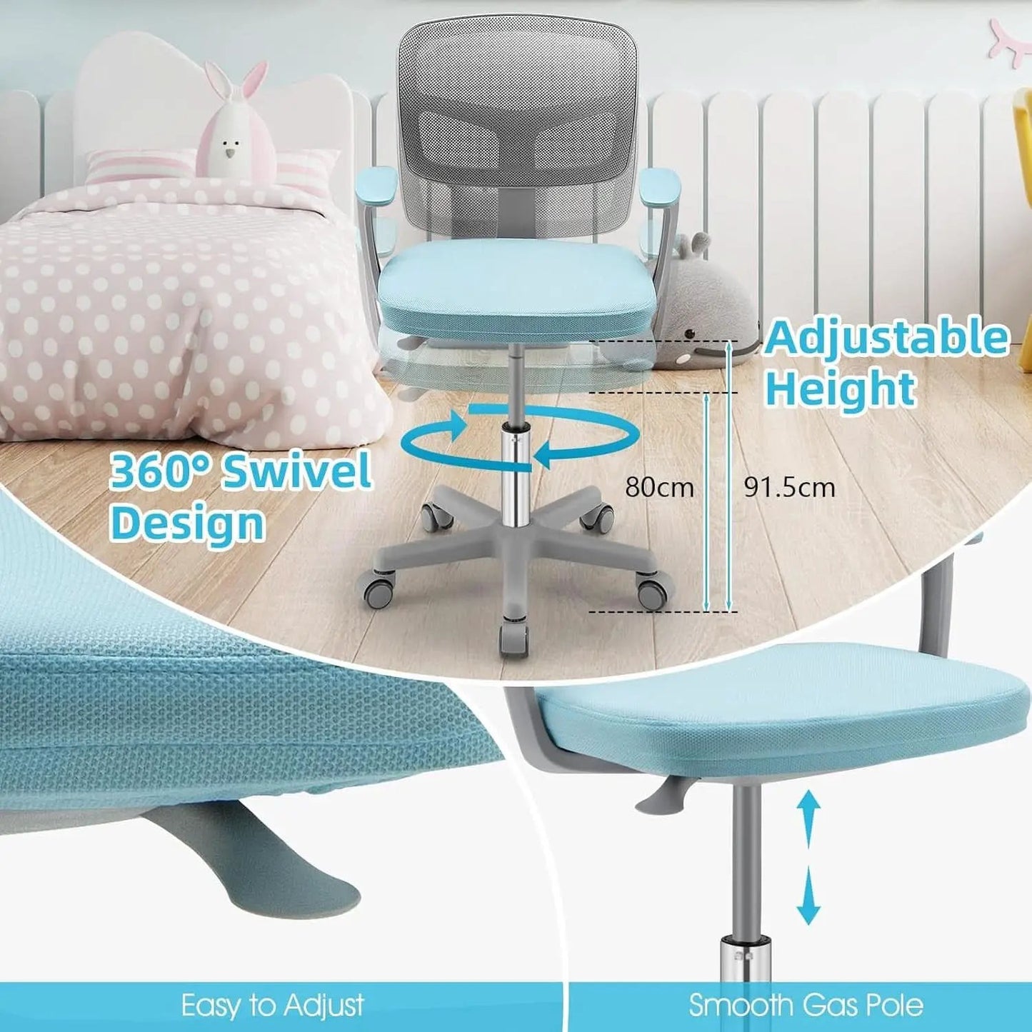 Ergonomic Kids Desk Chair With Lumbar Support Blue from PriceLows™