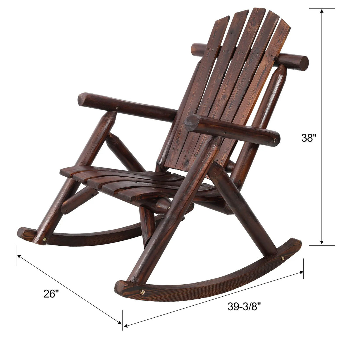Wooden Porch Rocker | Fir Log Rocking Chair | Ergonomic Design | Indoor Outdoor Use